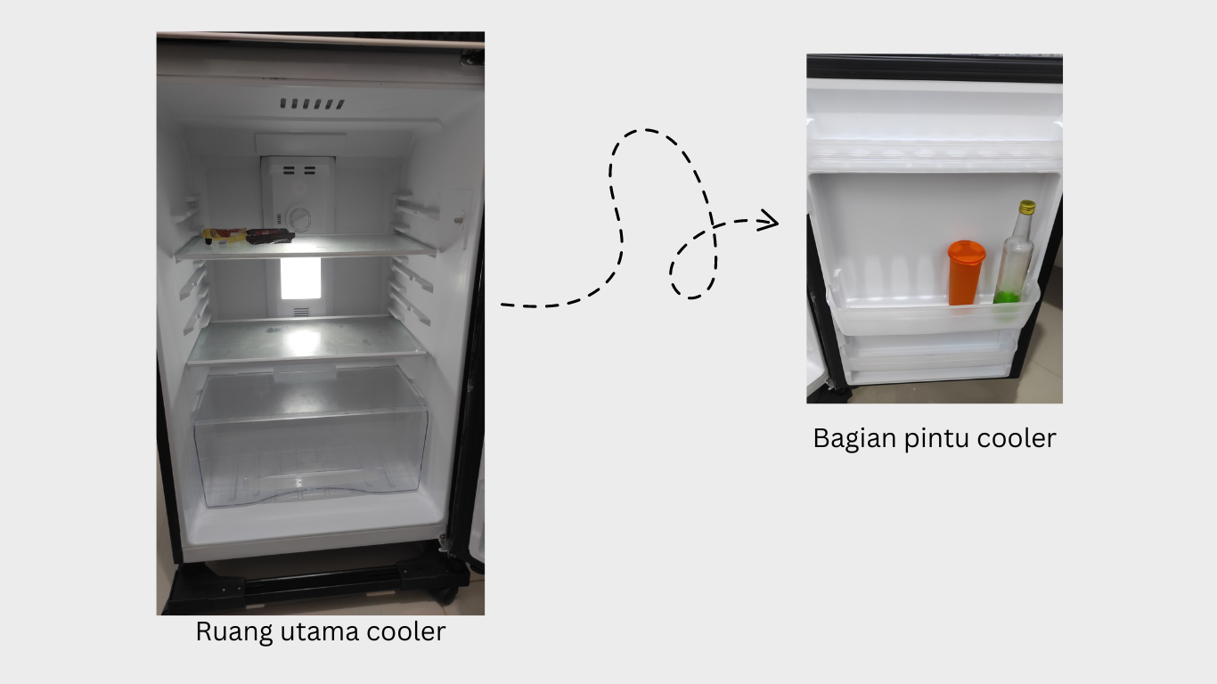 Tampak Ruang Cooler Kulkas Polytron Belleza Jumbo Inverter (PRW 23VX)
