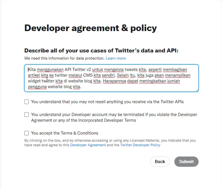 Twitter Developer Agreement and Policy