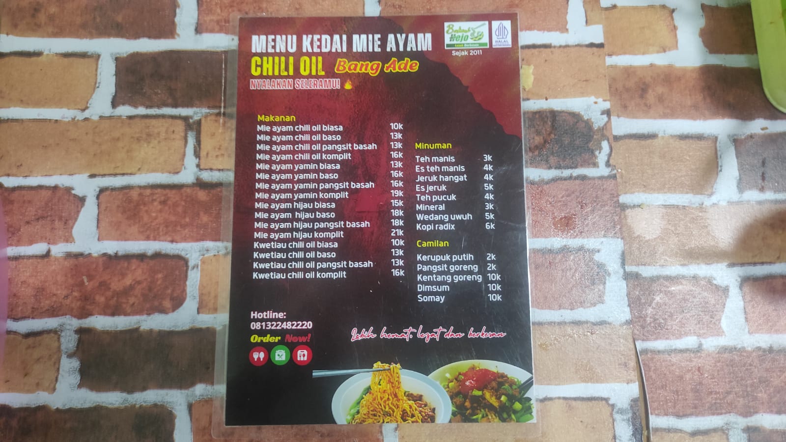 Menu Mie Ayam Chili Oil Bang Ade [docs/kuhomi.id].
