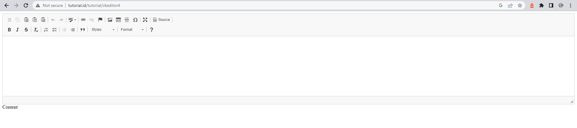 Hasil implementasi CKEditor