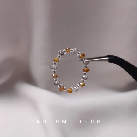 Kuhomi Shop - Sely Ring Cincin Kristal dan Manik Premium Elastis [docs/Kuhomi Shop].
