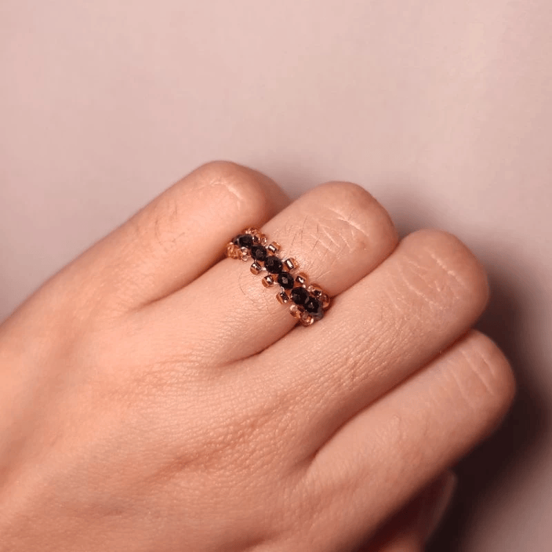 Kuhomi Shop - Square Ring Cincin Manik Persegi Premium-Gold & Black