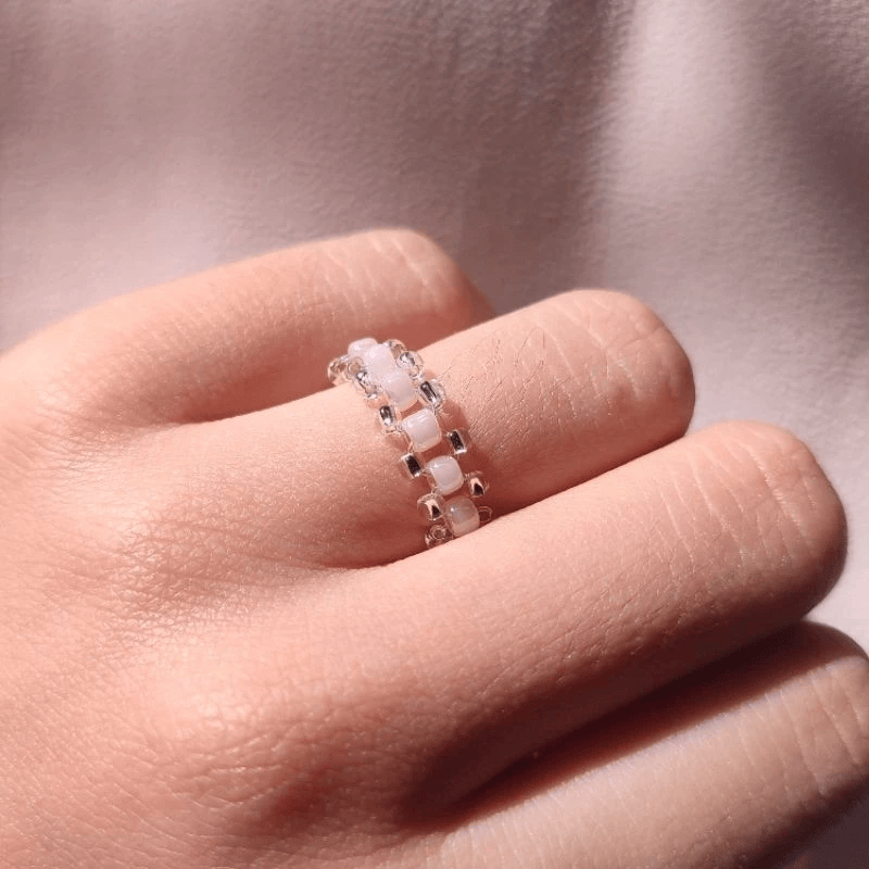 Kuhomi Shop - Square Ring Cincin Manik Persegi Premium - Silver and Pink [docs/Kuhomi Shop].