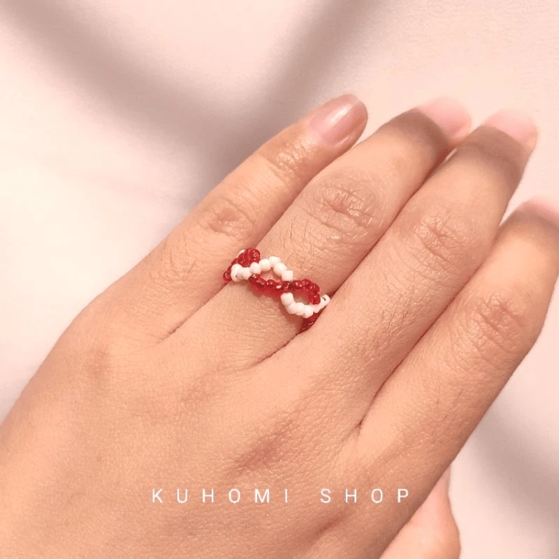 Kuhomi Shop - Cincin Manik DNA (Edisi Natal Manik Premium) - Putih dan Merah [docs/Kuhomi Shop].